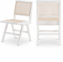 Preston Solid Wood And Natrual Cane Dining Side Chair - White