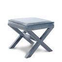 Nixon Velvet Upholstered Stool - Light Blue
