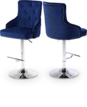 Claude Velvet Upholstered Adjustable Bar - Blue
