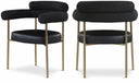 Blake Boucle Fabric Upholstered and Vegan Leather Upholstered Dining Chair - Black