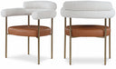 Blake Boucle Fabric Upholstered and Vegan Leather Upholstered Dining Chair - Cognac