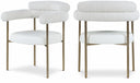 Blake Boucle Fabric Upholstered and Vegan Leather Upholstered Dining Chair - Cream