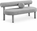 Parlor Boucle Fabric Upholstered Bench - Grey