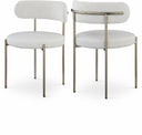 Beacon Vegan Leather And Boucle Fabric Upholstered Dining Chair - Cream