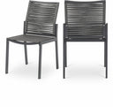Maldives Mesh And Rope Fabric Outdoor Patio Dining Side Chair - Grey