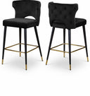 Kelly Velvet Upholstered Counter Stool - Black