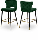 Kelly Velvet Upholstered Counter Stool - Green