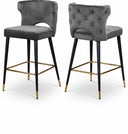 Kelly Velvet Upholstered Counter Stool - Grey
