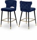 Kelly Velvet Upholstered Counter Stool - Blue