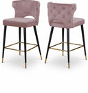 Kelly Velvet Upholstered Counter Stool - Pink