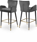Luxe Velvet Upholstered Counter Stool - Grey