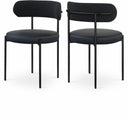 Beacon Cream Vegan Leather And Boucle Fabric Upholstered Dining Chair - Black