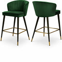 Cassie Velvet Upholstered Counter Stool - Green