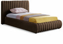 Nico Velvet Upholstered Twin Bed - Brown