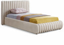 Nico Velvet Upholstered Twin Bed - Cream