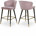 Cassie Velvet Upholstered Counter Stool - Pink