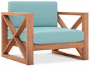 Anguilla Water Resistant Fabric Upholsetered Outdoor Patio Accent Chair - Blue