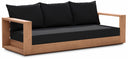 Tulum 87" Water Resistant Fabric Upholstered Outdoor Patio Sofa - Black
