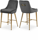 Owen Velvet Upholstered Counter Stool - Grey