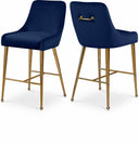 Owen Velvet Upholstered Counter Stool - Blue