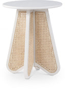 Butterfly Natural Cane And Oak Veneer End / Side Table - White