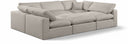Comfy 119" Linen Textured Fabric Upholstered 6pc. Modular Sectional - Beige