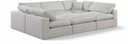 Comfy 119" Linen Textured Fabric Upholstered 6pc. Modular Sectional - Cream