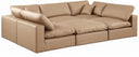 Comfy 119" Vegan Leather Upholstered 6pc. Modular Sectional - Tan