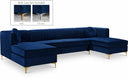 Graham 132" Velvet Upholstered 3pc. Sectional - Blue