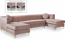 Graham 132" Velvet Upholstered 3pc. Sectional - Pink