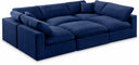Comfy 119" Velvet Upholstered 6pc. Modular Sectional - Blue
