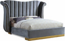 Flora Velvet Upholstered Bed - Grey