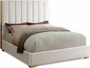 Becca Velvet Upholstered Bed - Cream