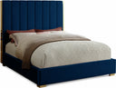 Becca Velvet Upholstered Bed - Blue