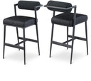 Stryker Boucle Fabric and Vegan Leather Upholstered Bar / Counter Stools - Black