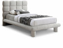 Deco Boucle Fabric Upholstered Twin Bed - Cream