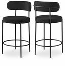 Beacon Boucle Fabric Upholstered Bar / Counter Stools - Black