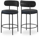 Beacon Vegan Leather And Boucle Fabric Upholstered Bar / Counter Stools - Black