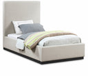 Alfie Linen Textured Fabric Upholstered Twin Bed - Beige