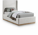 Flynn Linen Textured Fabric Upholstered Twin Bed - Cream
