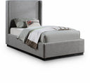 Flynn Linen Textured Fabric Upholstered Twin Bed - Grey