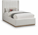 Logan Linen Textured Fabric Upholstered Twin Bed - Cream