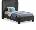 Penny Linen Textured Fabric Upholstered Twin Bed - Black