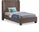 Penny Linen Textured Fabric Upholstered Twin Bed - Brown