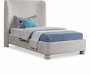 Penny Linen Textured Fabric Upholstered Twin Bed - Cream
