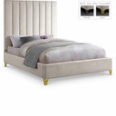 Via Velvet Upholstered Bed - Cream