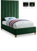 Via Velvet Upholstered Twin Bed - Green