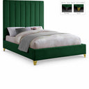 Via Velvet Upholstered Bed - Green