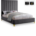 Via Velvet Upholstered Bed - Grey