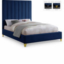 Via Velvet Upholstered Bed - Blue